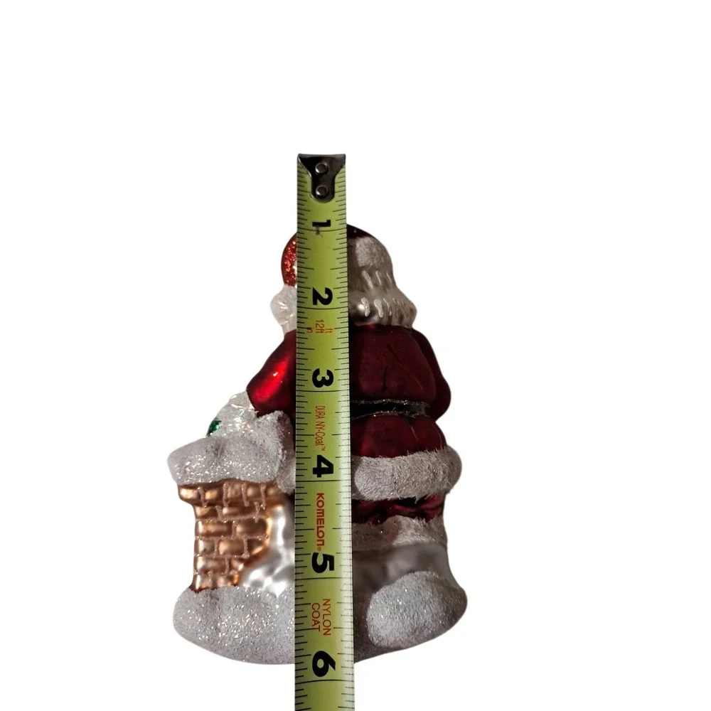 IMPULS SANTA WITH SACK ON THE‎ ROOF Glass Holiday Tree Ornament 6